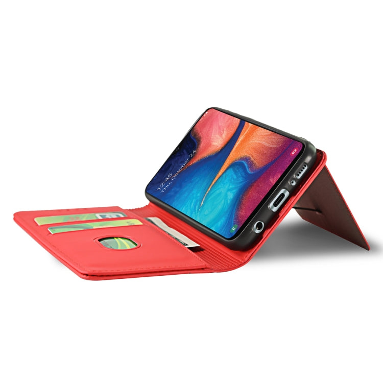 For Samsung Galaxy A20 Strong Magnetism Liquid Feel Horizontal Flip Leather Case with Holder & Card Slots & Wallet