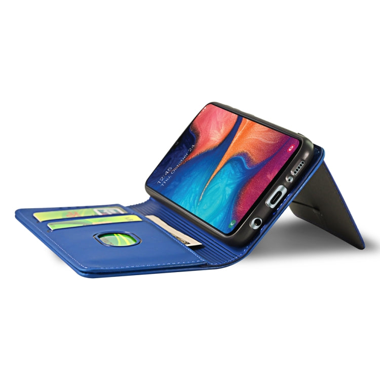 For Samsung Galaxy A20 Strong Magnetism Liquid Feel Horizontal Flip Leather Case with Holder & Card Slots & Wallet