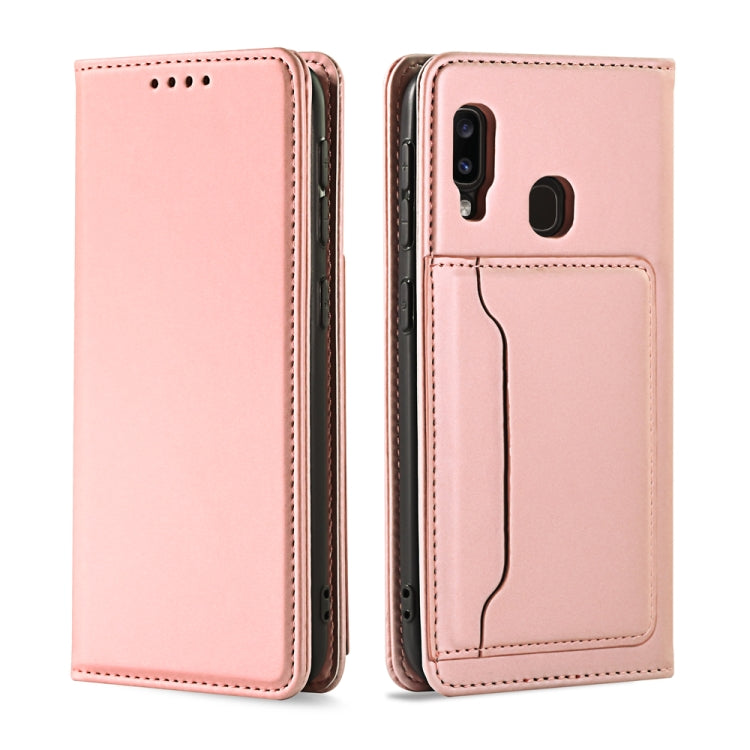 For Samsung Galaxy A20 Strong Magnetism Liquid Feel Horizontal Flip Leather Case with Holder & Card Slots & Wallet
