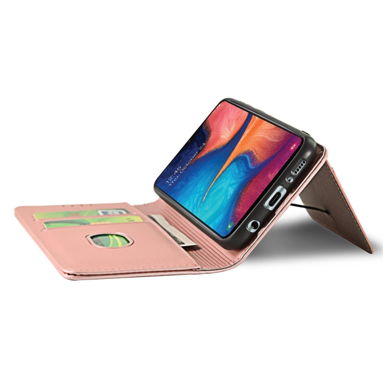 For Samsung Galaxy A20 Strong Magnetism Liquid Feel Horizontal Flip Leather Case with Holder & Card Slots & Wallet