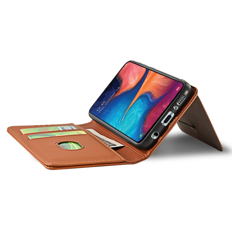For Samsung Galaxy A20 Strong Magnetism Liquid Feel Horizontal Flip Leather Case with Holder & Card Slots & Wallet