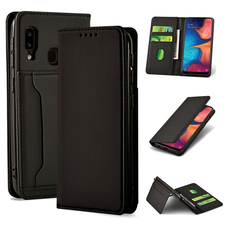 For Samsung Galaxy A20e Strong Magnetism Liquid Feel Horizontal Flip Leather Case with Holder & Card Slots & Wallet