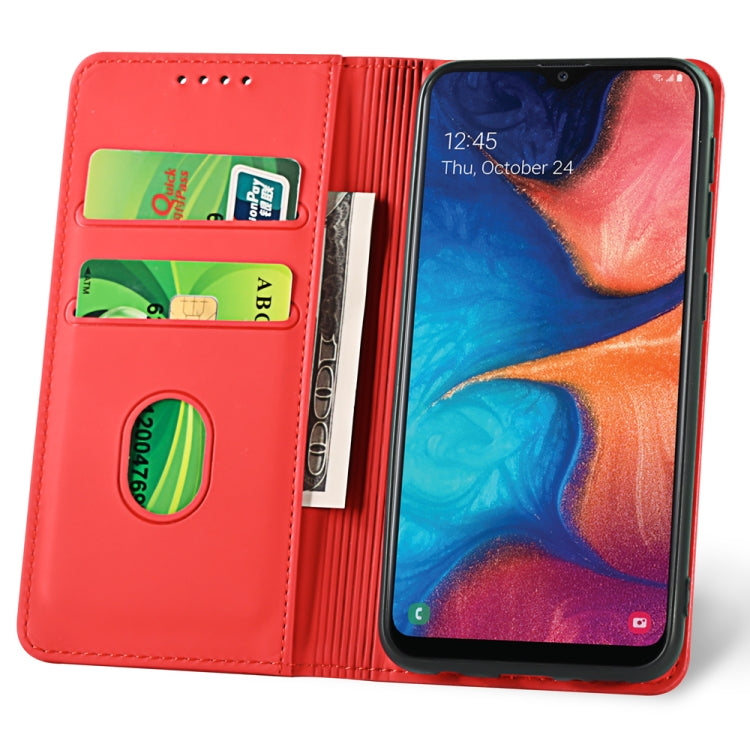 For Samsung Galaxy A20e Strong Magnetism Liquid Feel Horizontal Flip Leather Case with Holder & Card Slots & Wallet