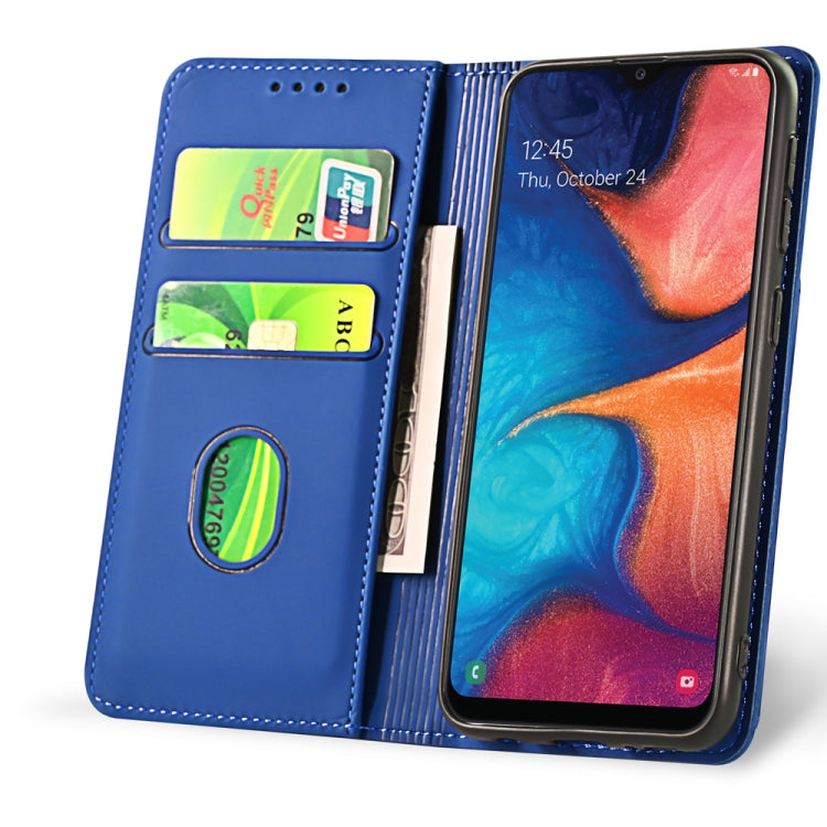 For Samsung Galaxy A20e Strong Magnetism Liquid Feel Horizontal Flip Leather Case with Holder & Card Slots & Wallet