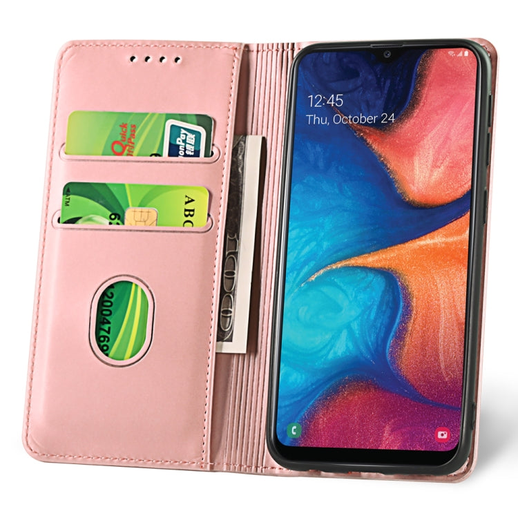 For Samsung Galaxy A20e Strong Magnetism Liquid Feel Horizontal Flip Leather Case with Holder & Card Slots & Wallet