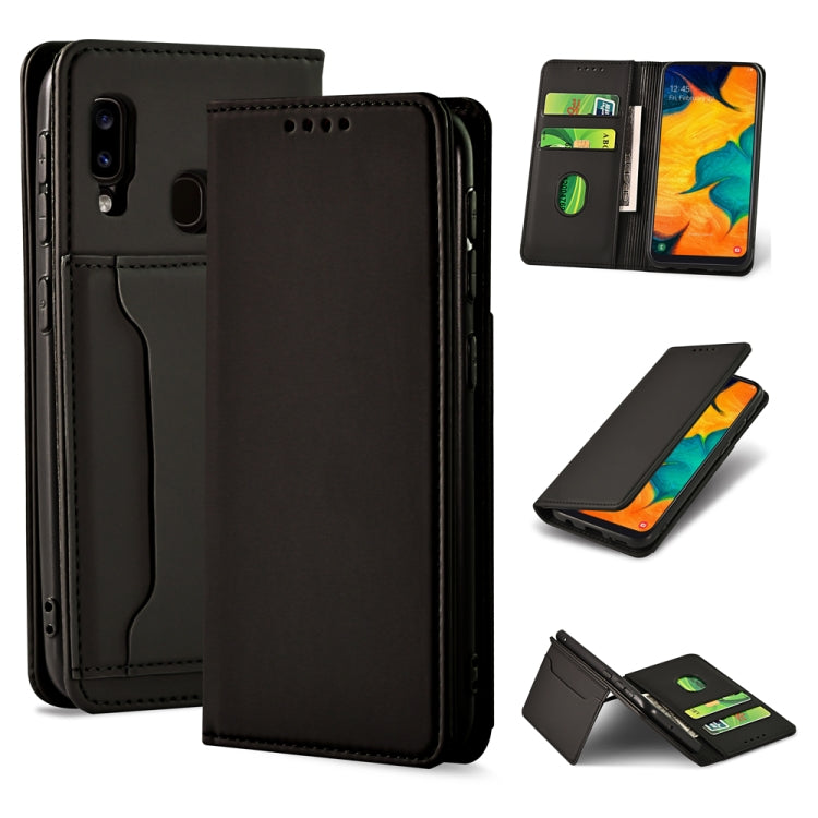 For Samsung Galaxy A30 Strong Magnetism Liquid Feel Horizontal Flip Leather Case with Holder & Card Slots & Wallet
