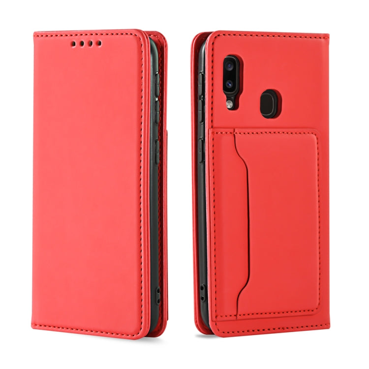 For Samsung Galaxy A30 Strong Magnetism Liquid Feel Horizontal Flip Leather Case with Holder & Card Slots & Wallet