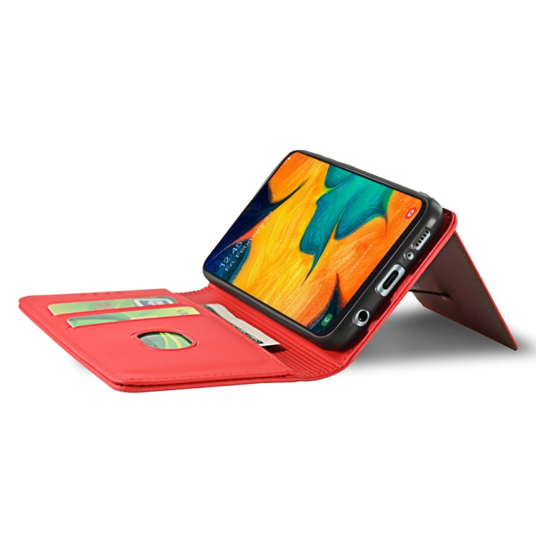 For Samsung Galaxy A30 Strong Magnetism Liquid Feel Horizontal Flip Leather Case with Holder & Card Slots & Wallet