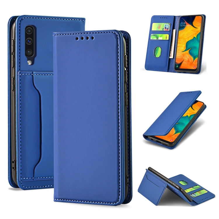 For Samsung Galaxy A30 Strong Magnetism Liquid Feel Horizontal Flip Leather Case with Holder & Card Slots & Wallet