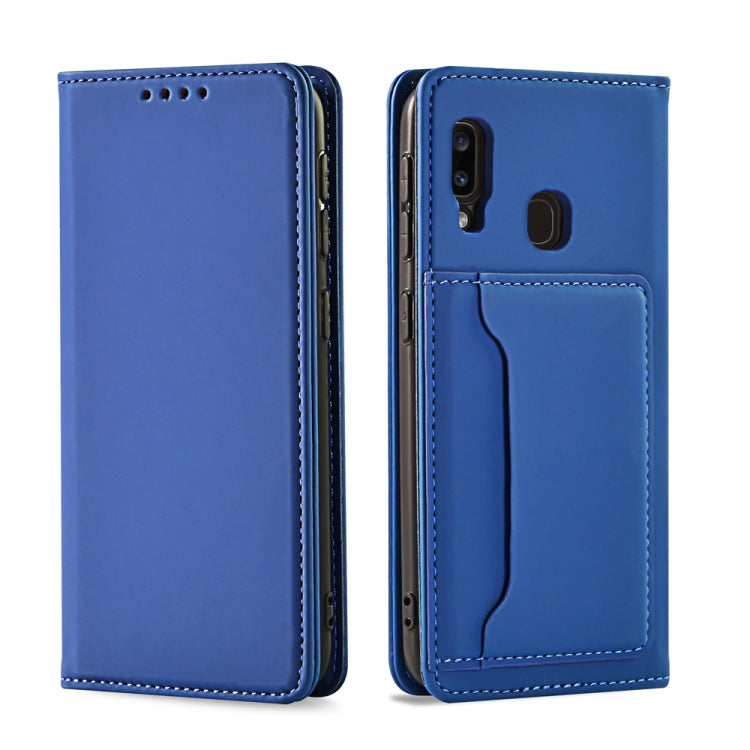For Samsung Galaxy A30 Strong Magnetism Liquid Feel Horizontal Flip Leather Case with Holder & Card Slots & Wallet
