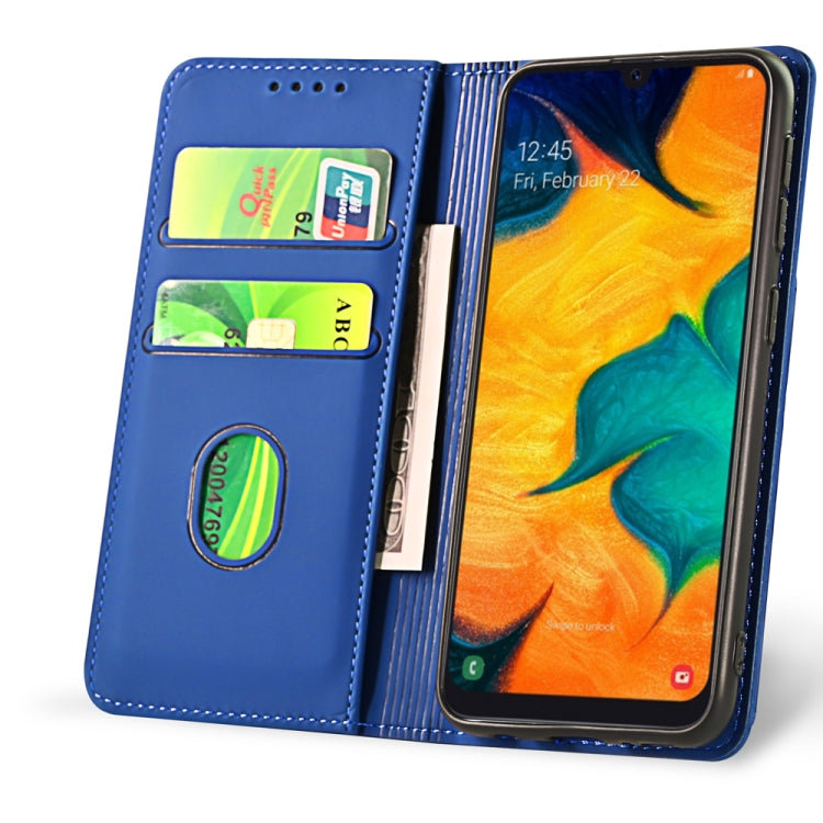 For Samsung Galaxy A30 Strong Magnetism Liquid Feel Horizontal Flip Leather Case with Holder & Card Slots & Wallet
