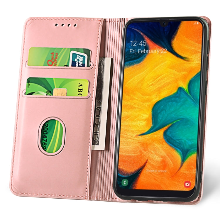 For Samsung Galaxy A30 Strong Magnetism Liquid Feel Horizontal Flip Leather Case with Holder & Card Slots & Wallet