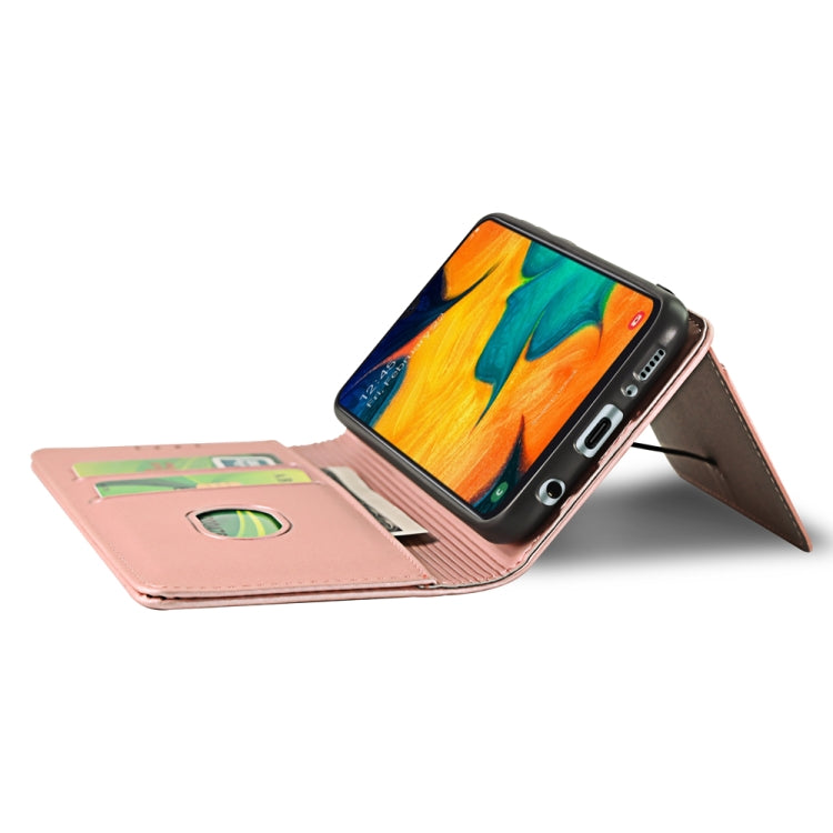 For Samsung Galaxy A30 Strong Magnetism Liquid Feel Horizontal Flip Leather Case with Holder & Card Slots & Wallet