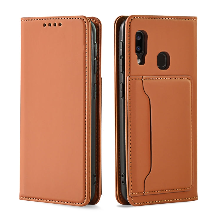 For Samsung Galaxy A30 Strong Magnetism Liquid Feel Horizontal Flip Leather Case with Holder & Card Slots & Wallet