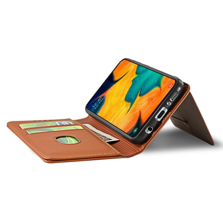 For Samsung Galaxy A30 Strong Magnetism Liquid Feel Horizontal Flip Leather Case with Holder & Card Slots & Wallet