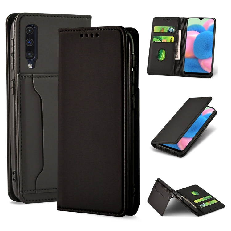 For Samsung Galaxy A30s Strong Magnetism Liquid Feel Horizontal Flip Leather Case with Holder & Card Slots & Wallet
