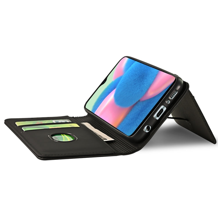 For Samsung Galaxy A30s Strong Magnetism Liquid Feel Horizontal Flip Leather Case with Holder & Card Slots & Wallet