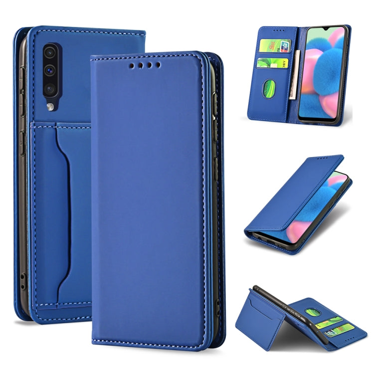 For Samsung Galaxy A30s Strong Magnetism Liquid Feel Horizontal Flip Leather Case with Holder & Card Slots & Wallet