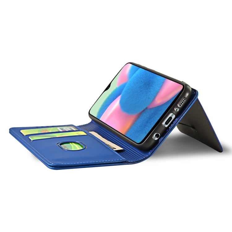 For Samsung Galaxy A30s Strong Magnetism Liquid Feel Horizontal Flip Leather Case with Holder & Card Slots & Wallet