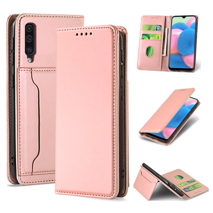For Samsung Galaxy A30s Strong Magnetism Liquid Feel Horizontal Flip Leather Case with Holder & Card Slots & Wallet