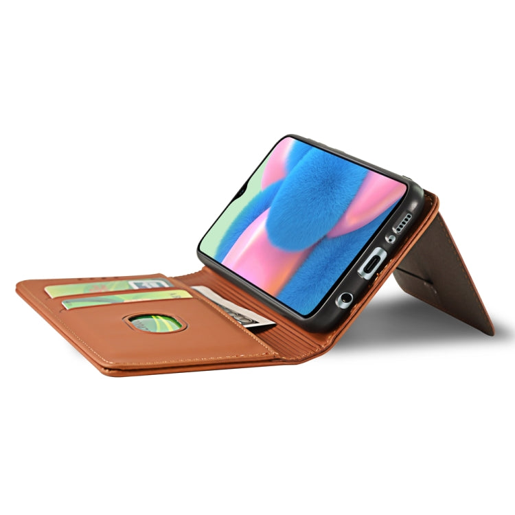 For Samsung Galaxy A30s Strong Magnetism Liquid Feel Horizontal Flip Leather Case with Holder & Card Slots & Wallet