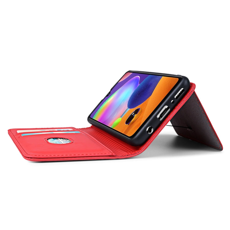 For Samsung Galaxy A31 Strong Magnetism Liquid Feel Horizontal Flip Leather Case with Holder & Card Slots & Wallet