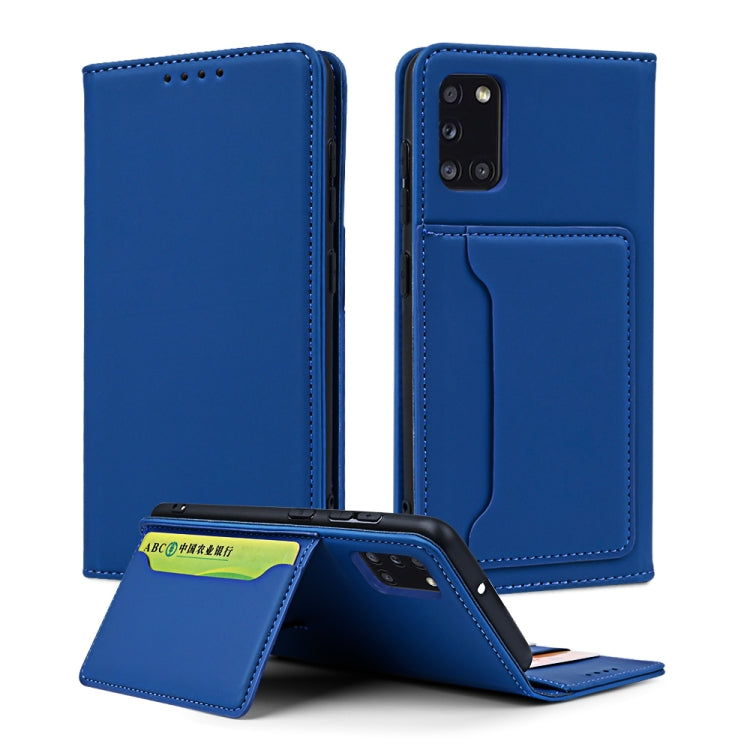 For Samsung Galaxy A31 Strong Magnetism Liquid Feel Horizontal Flip Leather Case with Holder & Card Slots & Wallet