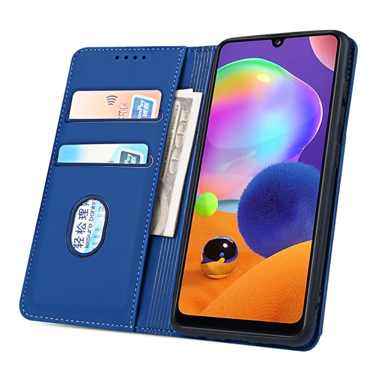 For Samsung Galaxy A31 Strong Magnetism Liquid Feel Horizontal Flip Leather Case with Holder & Card Slots & Wallet