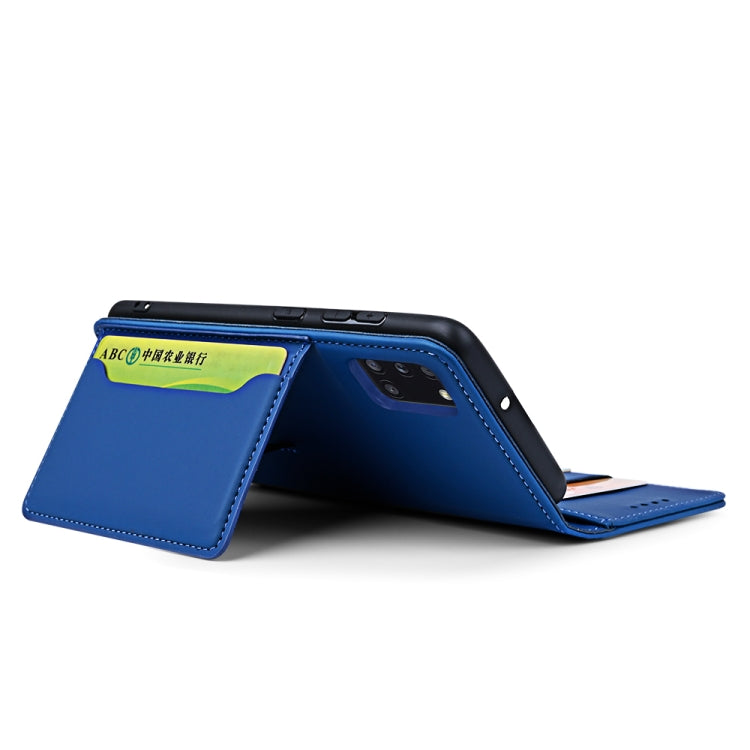 For Samsung Galaxy A31 Strong Magnetism Liquid Feel Horizontal Flip Leather Case with Holder & Card Slots & Wallet