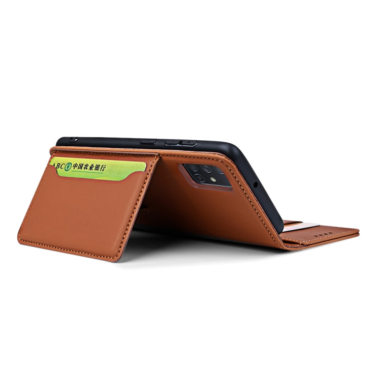 For Samsung Galaxy A31 Strong Magnetism Liquid Feel Horizontal Flip Leather Case with Holder & Card Slots & Wallet