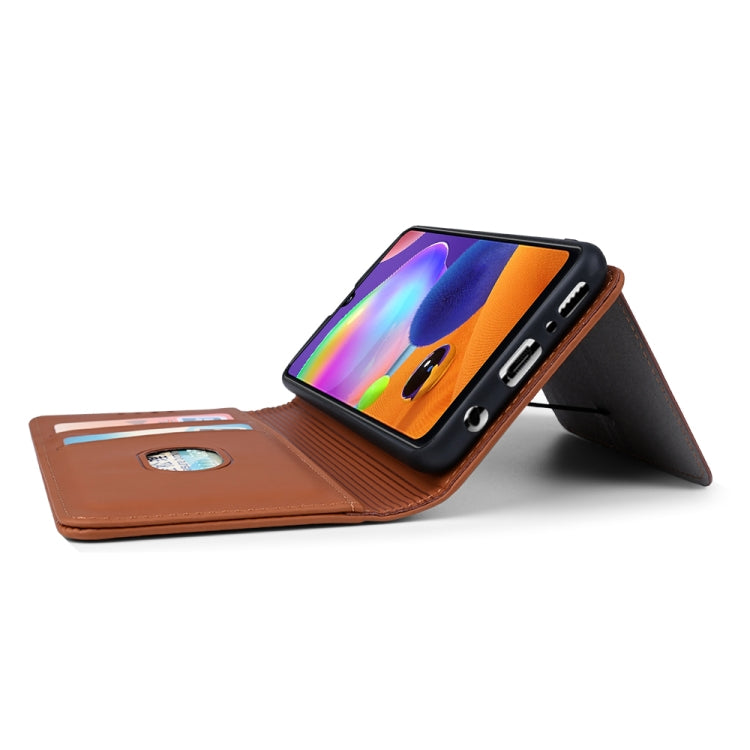 For Samsung Galaxy A31 Strong Magnetism Liquid Feel Horizontal Flip Leather Case with Holder & Card Slots & Wallet