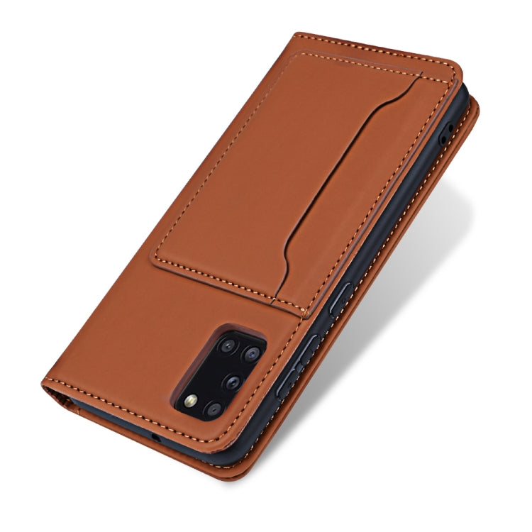 For Samsung Galaxy A31 Strong Magnetism Liquid Feel Horizontal Flip Leather Case with Holder & Card Slots & Wallet