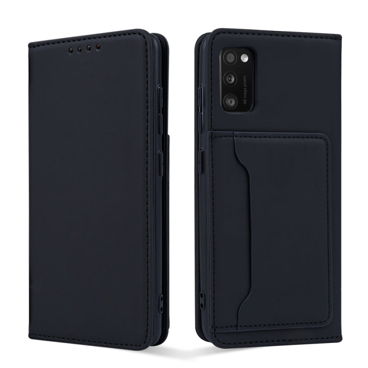 For Samsung Galaxy A41 Strong Magnetism Liquid Feel Horizontal Flip Leather Case with Holder & Card Slots & Wallet