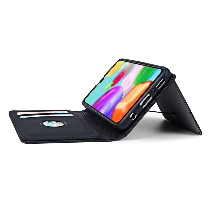 For Samsung Galaxy A41 Strong Magnetism Liquid Feel Horizontal Flip Leather Case with Holder & Card Slots & Wallet