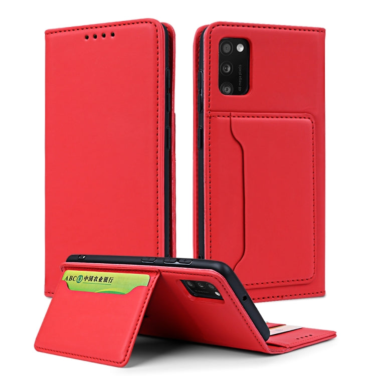 For Samsung Galaxy A41 Strong Magnetism Liquid Feel Horizontal Flip Leather Case with Holder & Card Slots & Wallet
