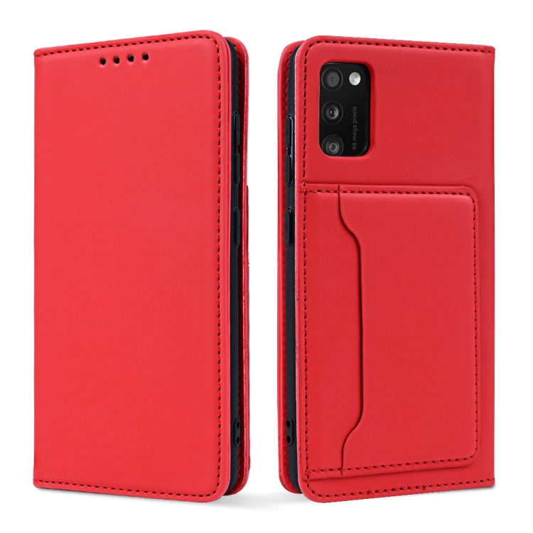 For Samsung Galaxy A41 Strong Magnetism Liquid Feel Horizontal Flip Leather Case with Holder & Card Slots & Wallet