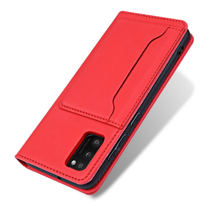 For Samsung Galaxy A41 Strong Magnetism Liquid Feel Horizontal Flip Leather Case with Holder & Card Slots & Wallet