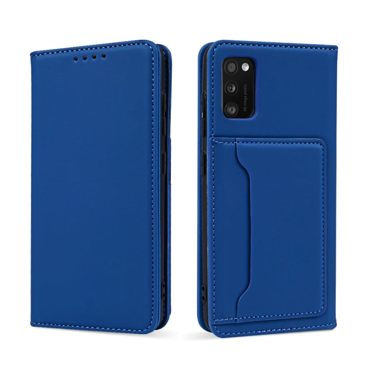For Samsung Galaxy A41 Strong Magnetism Liquid Feel Horizontal Flip Leather Case with Holder & Card Slots & Wallet