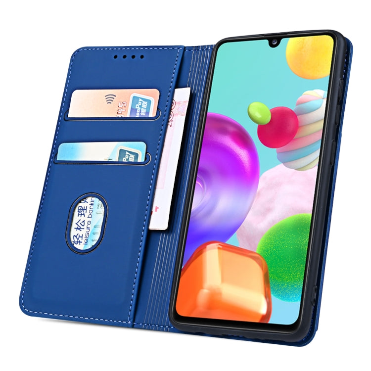 For Samsung Galaxy A41 Strong Magnetism Liquid Feel Horizontal Flip Leather Case with Holder & Card Slots & Wallet