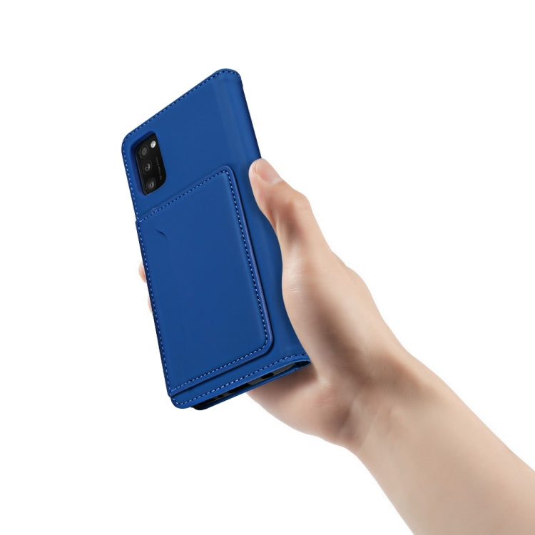 For Samsung Galaxy A41 Strong Magnetism Liquid Feel Horizontal Flip Leather Case with Holder & Card Slots & Wallet
