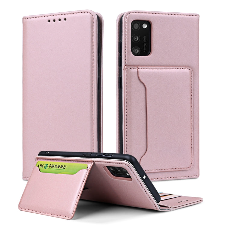 For Samsung Galaxy A41 Strong Magnetism Liquid Feel Horizontal Flip Leather Case with Holder & Card Slots & Wallet