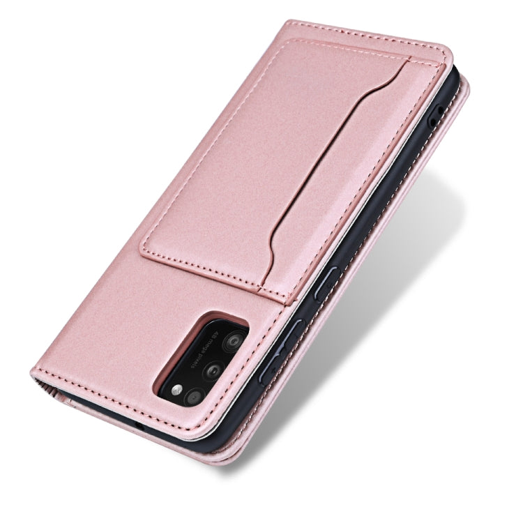 For Samsung Galaxy A41 Strong Magnetism Liquid Feel Horizontal Flip Leather Case with Holder & Card Slots & Wallet