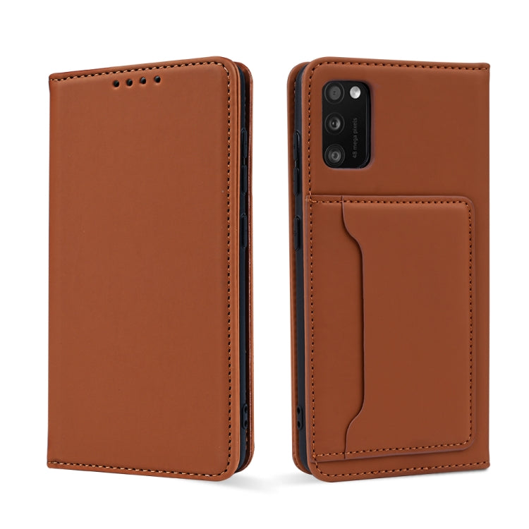 For Samsung Galaxy A41 Strong Magnetism Liquid Feel Horizontal Flip Leather Case with Holder & Card Slots & Wallet