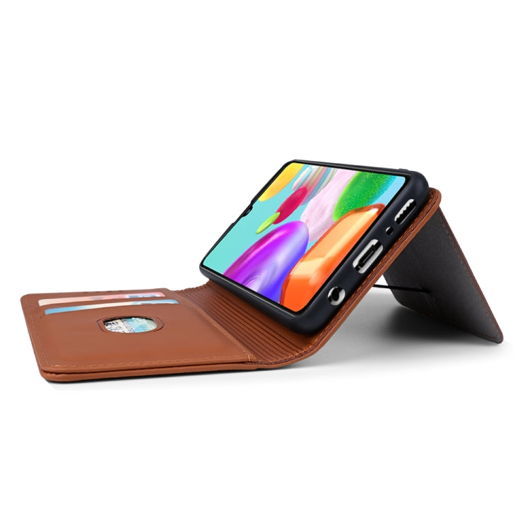 For Samsung Galaxy A41 Strong Magnetism Liquid Feel Horizontal Flip Leather Case with Holder & Card Slots & Wallet