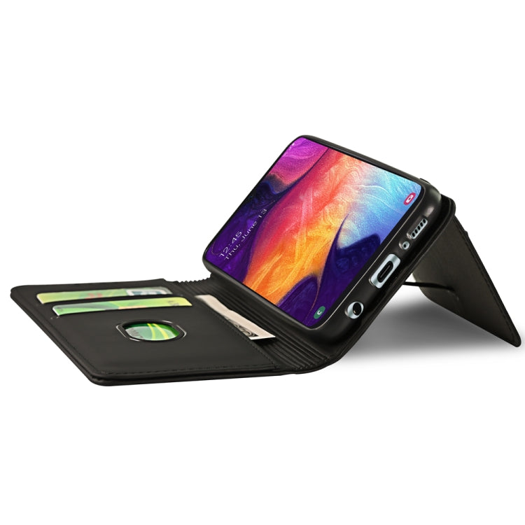 For Samsung Galaxy A50 Strong Magnetism Liquid Feel Horizontal Flip Leather Case with Holder & Card Slots & Wallet