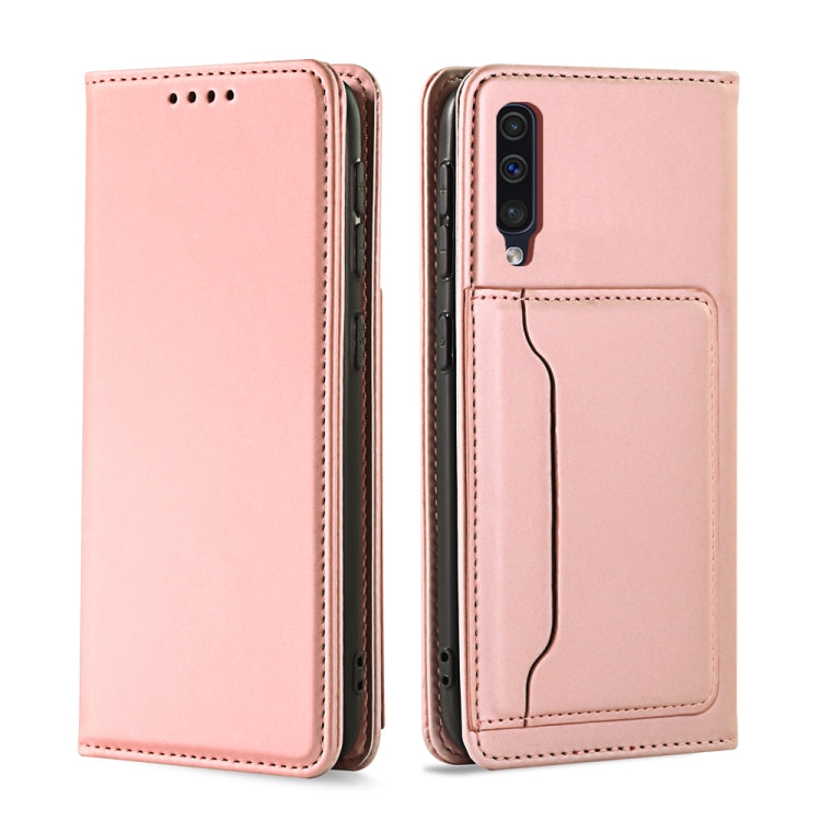For Samsung Galaxy A50 Strong Magnetism Liquid Feel Horizontal Flip Leather Case with Holder & Card Slots & Wallet
