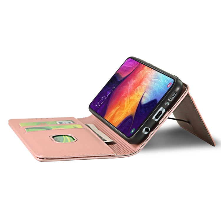 For Samsung Galaxy A50 Strong Magnetism Liquid Feel Horizontal Flip Leather Case with Holder & Card Slots & Wallet