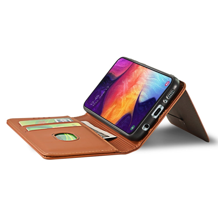 For Samsung Galaxy A50 Strong Magnetism Liquid Feel Horizontal Flip Leather Case with Holder & Card Slots & Wallet