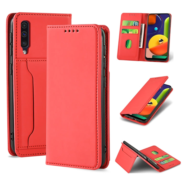 For Samsung Galaxy A50s Strong Magnetism Liquid Feel Horizontal Flip Leather Case with Holder & Card Slots & Wallet