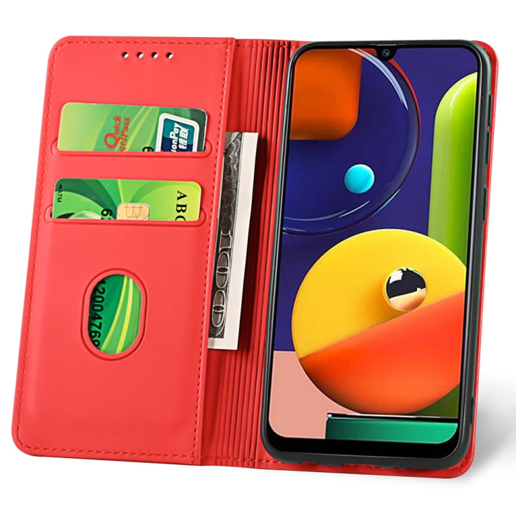 For Samsung Galaxy A50s Strong Magnetism Liquid Feel Horizontal Flip Leather Case with Holder & Card Slots & Wallet
